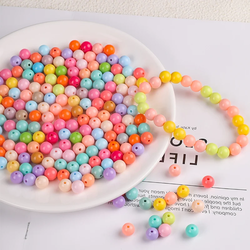 10mm Candy Color Round Acrylic Loose Spacer Beads For DIY Jewelry Making Necklace Bracelets Accessories Phone Chains Crafts