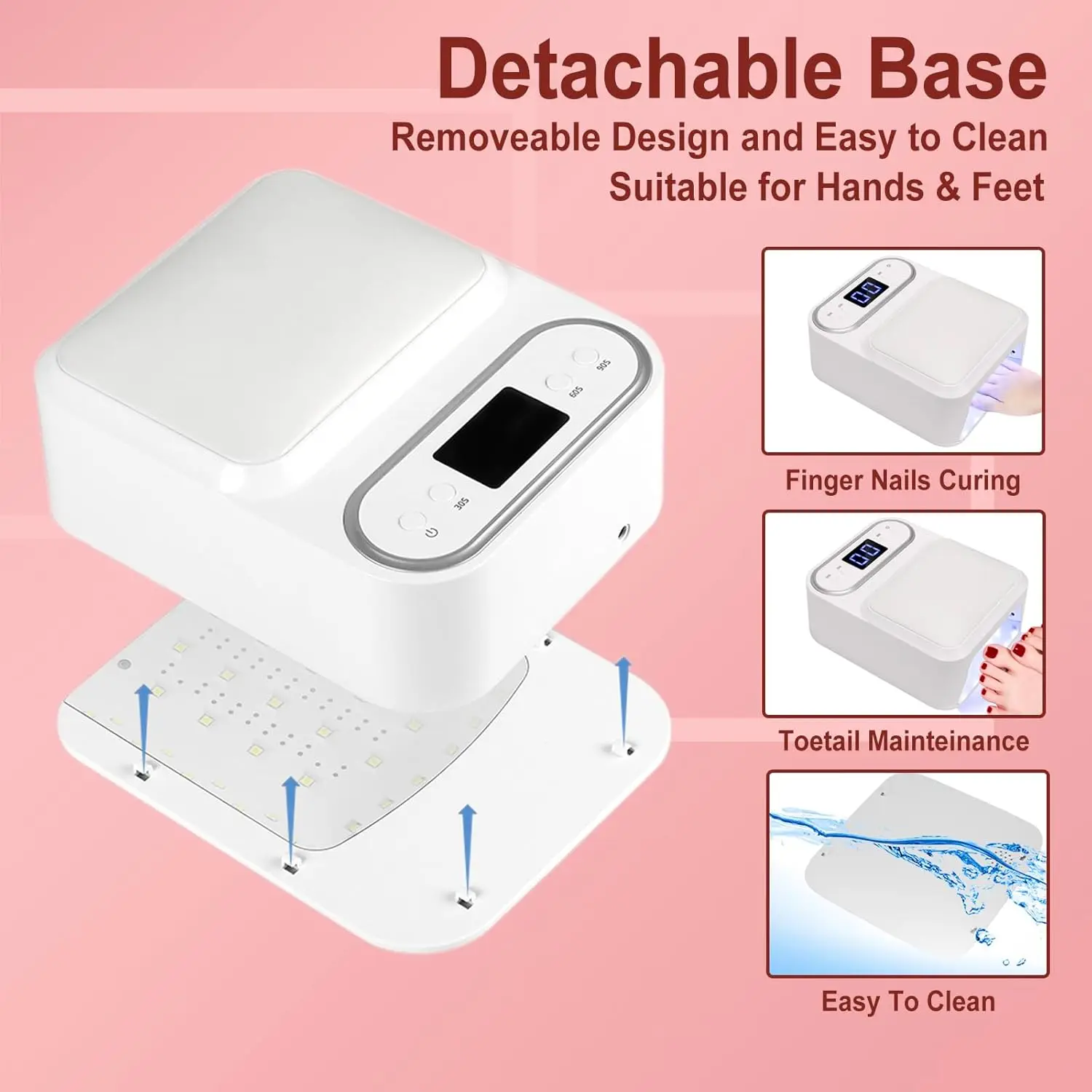 2-in-1 UV LED โคมไฟเล็บแขนหมอน 48W เครื่องเป่าเล็บสําหรับเจลเล็บ Professional UV Light พร้อมจอแสดงผล LCD สําหรับเล็บ Salon