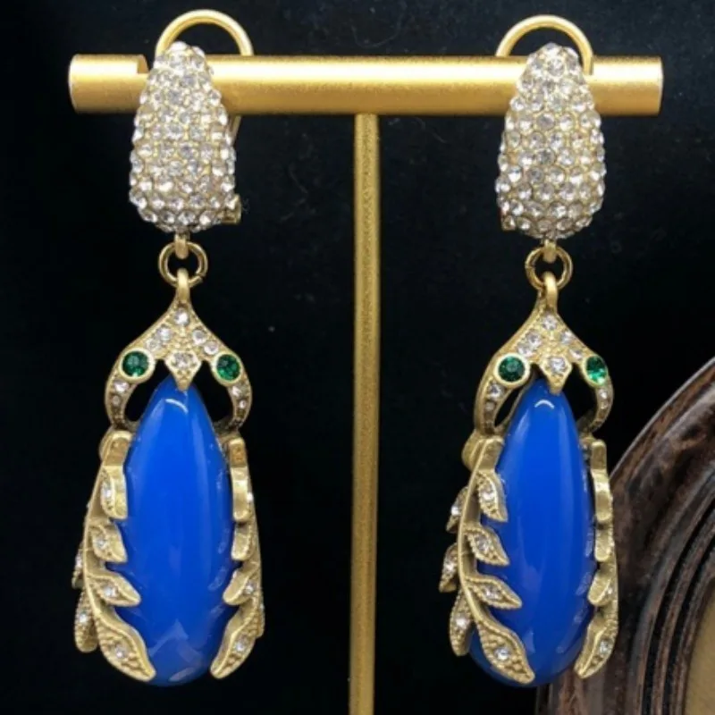 

Vintage Exquisite Earring Rhinestone-studded Women Earrings Water Drop-shaped Elegant Female Earrings Evening Party Jewelry