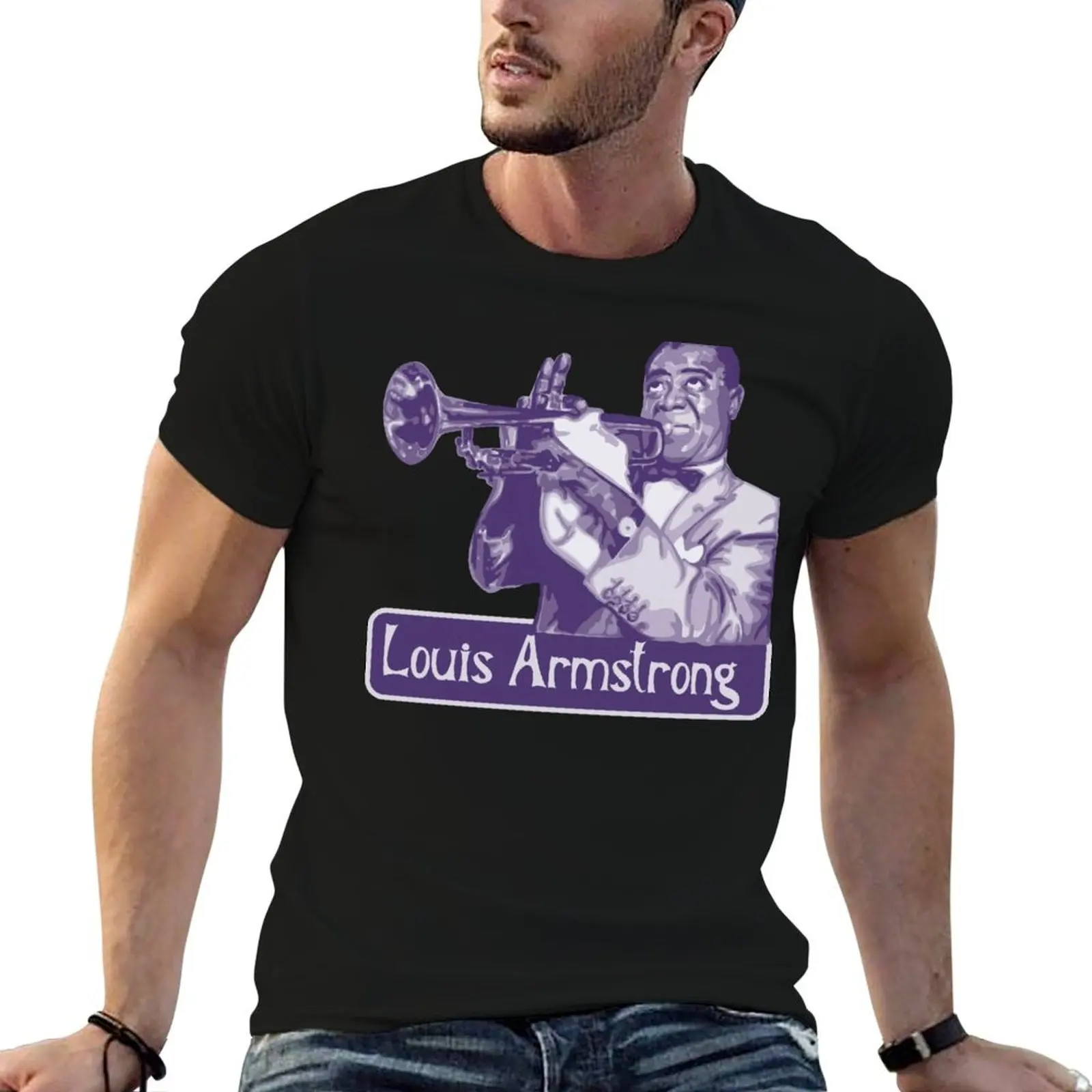 Louis Armstrong Portrait T-Shirt Urban Style Print T-Shirt