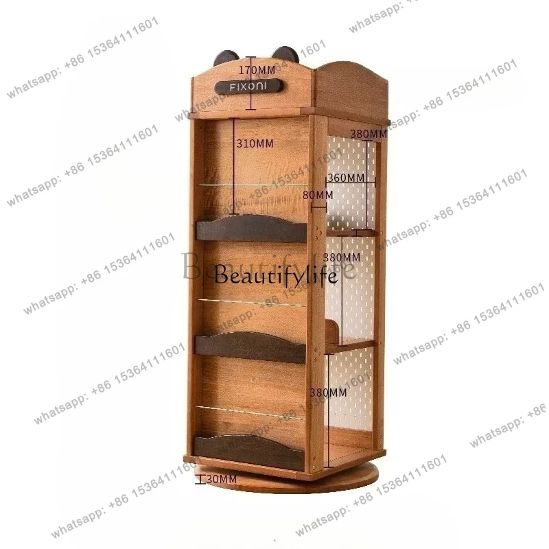 

Rotating bookshelf 360-degree solid wood thickened picture book display rack baby storage reading area bookcase