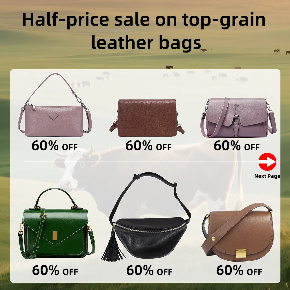 

Zency Clearance Women Bags 100% Genuine Leather High Quality Handbags Not Allow Return Refund pink black green brown yellow red