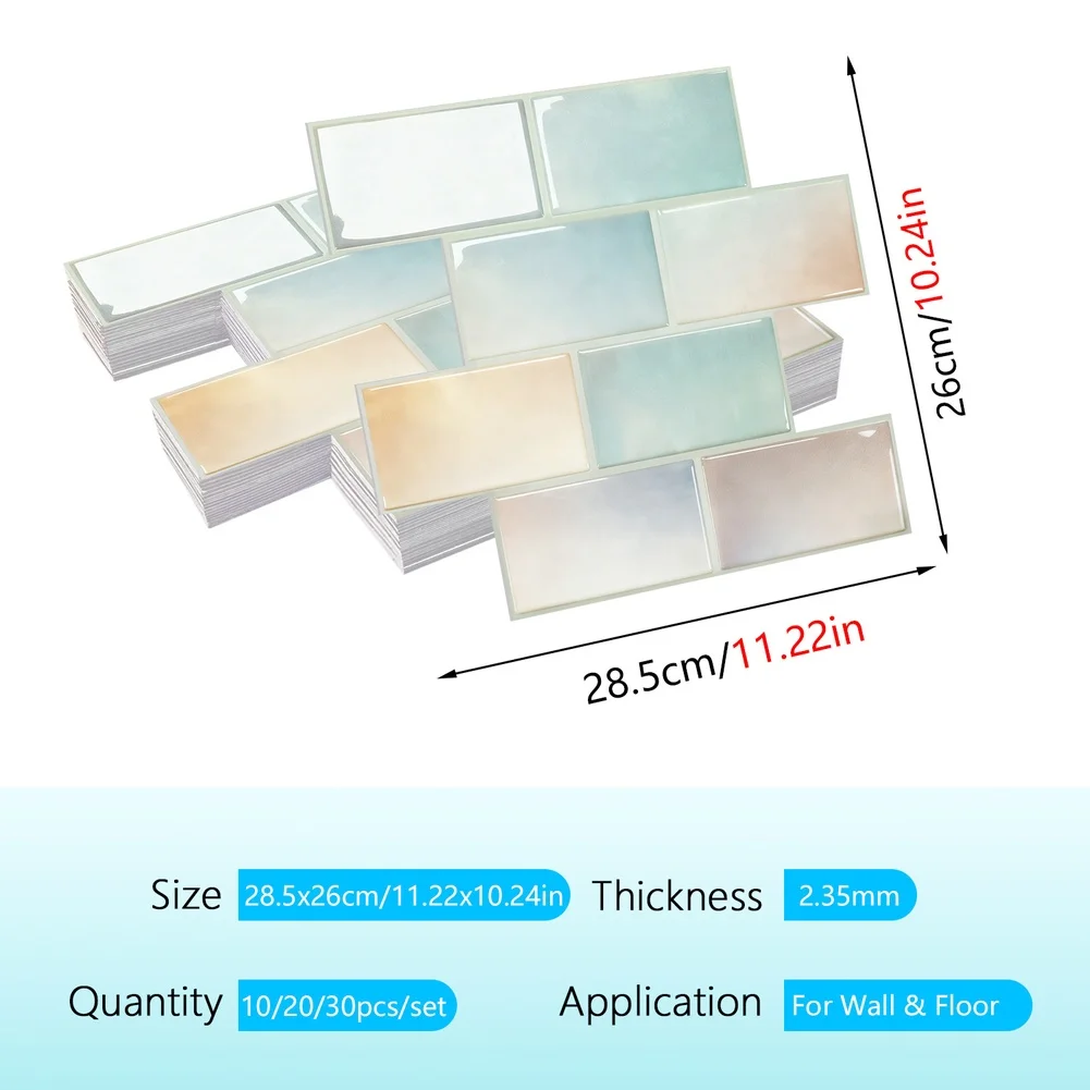 On for beige PVC Wall Decals for Kitchen Bathroom Decoration Modern Minimalist Waterproof 28.5 28.5 26cm 10pcs Set