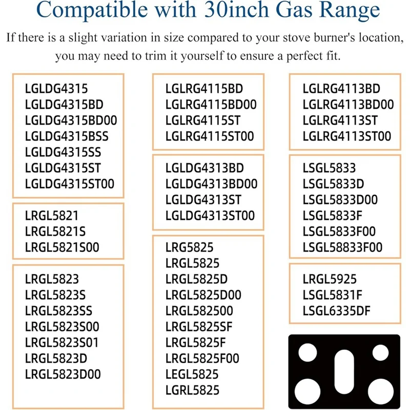 Juste de poêle réutilisable pour cuisinière à gaz LG, modèle LGLDG4315, LRG4115, LRG4113, LDG4313, épaisseur 0.4mm, 30 pouces