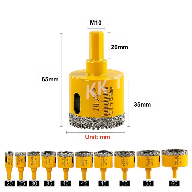 Diamond Drilling Bits Dia 20-60mm 1pc for Tile Porcelain Ceramic Granite Marble Stone Holes Saw Cutter M10 Thread