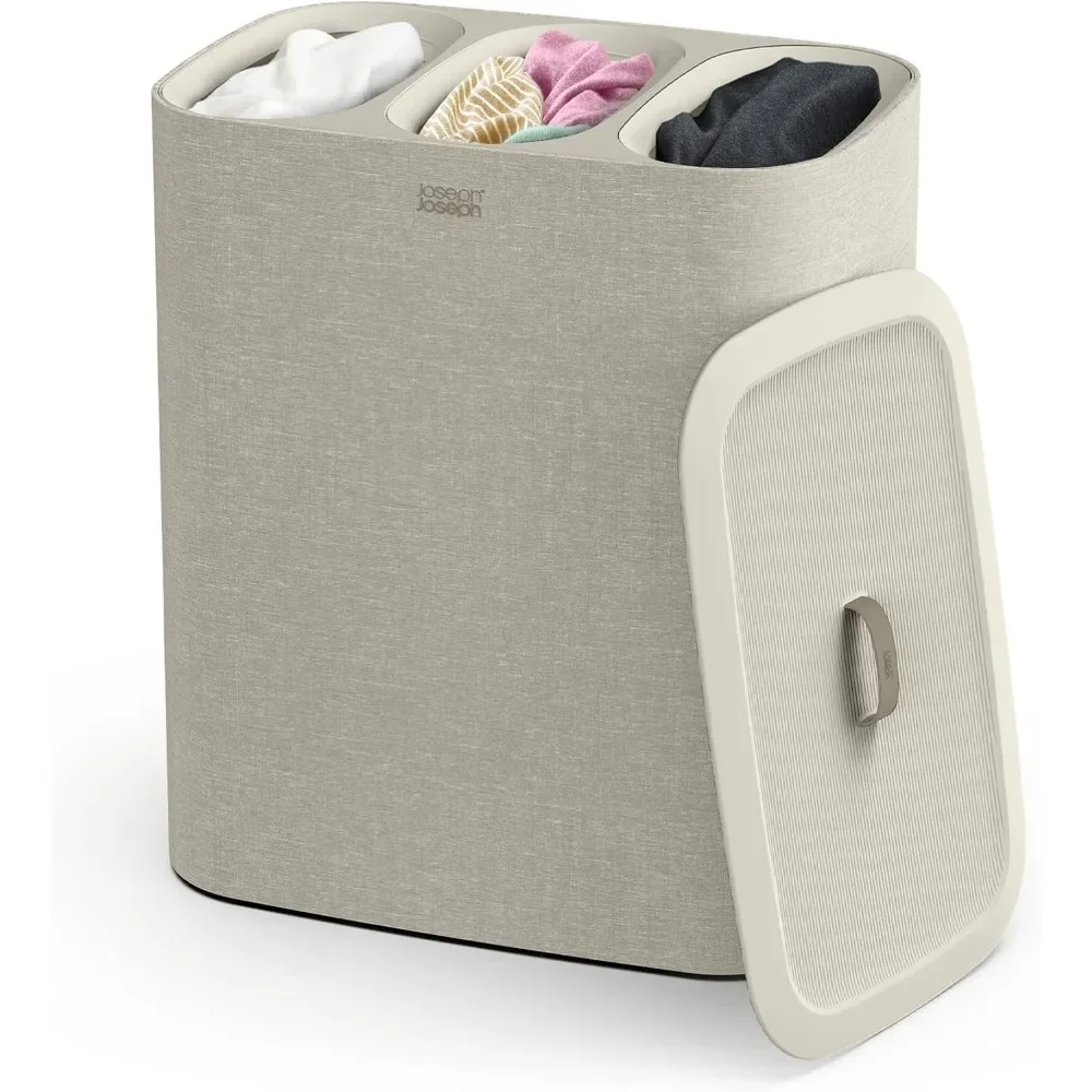 

Hot Sale.Joseph Tota - Trio 90-liter Laundry Hamper Separation Basket with lid, 3 Removable Washing Bags with Handles
