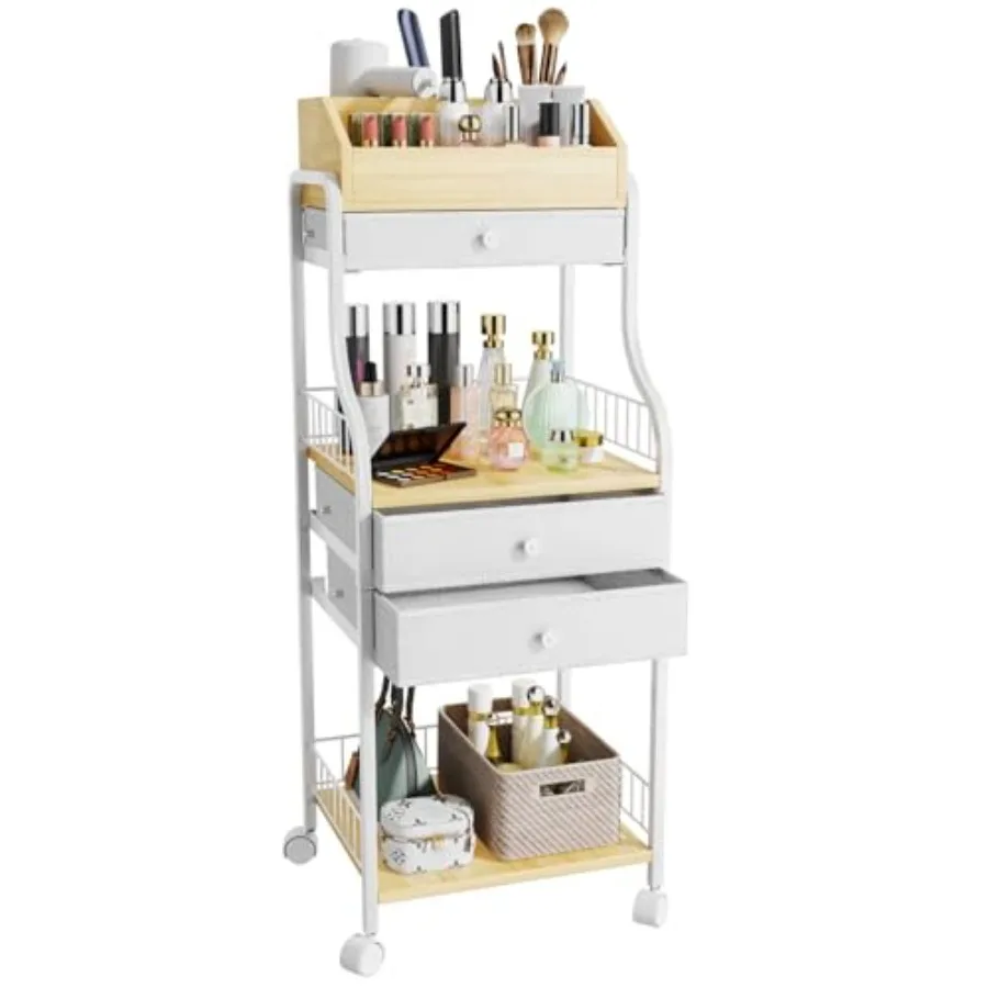 

Floor Makeup Organizer Storage - Vanity Skincare Make Up Organizers and Storage with Drawers Cosmetics Display Cases Holder for