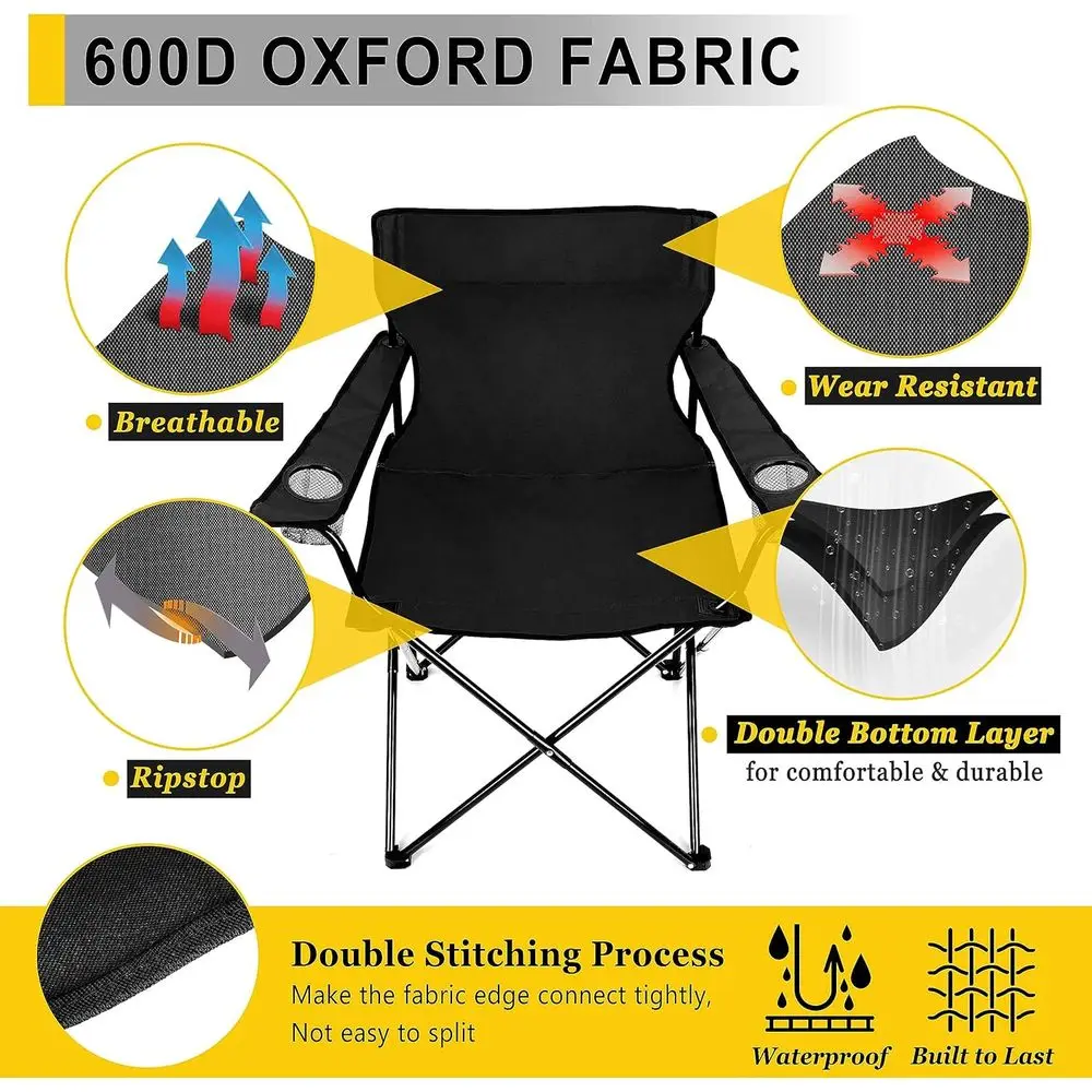 Resistente sedia da giardino da spiaggia per esterni con portabicchieri e borsa per il trasporto