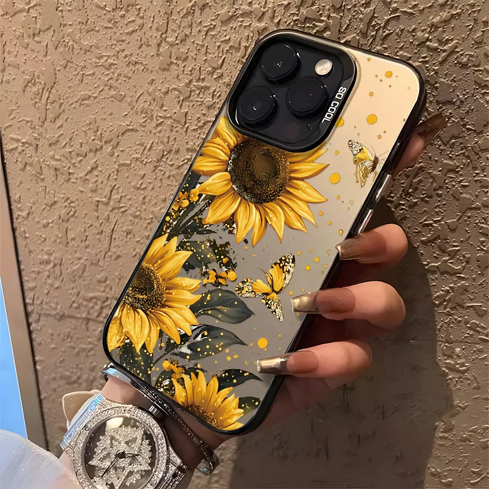 Luxury Flower Phone Case For iPhone 13 16 Pro Max 17 11 15 14 12 17 Air 16promax 15promax 17promax Hard Matte IMD Funda Cover