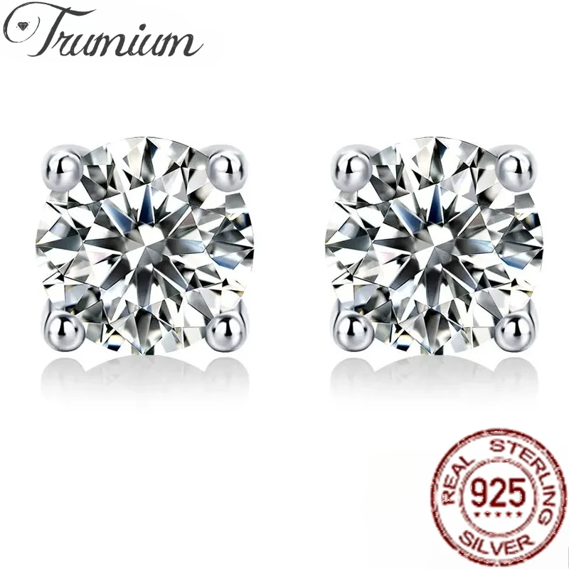 

Trumium Official 0.5 Carat D Color Moissanite Stud Earrings For Women 100% S925 Sterling Silver Shinning Wedding Fine Jewelry
