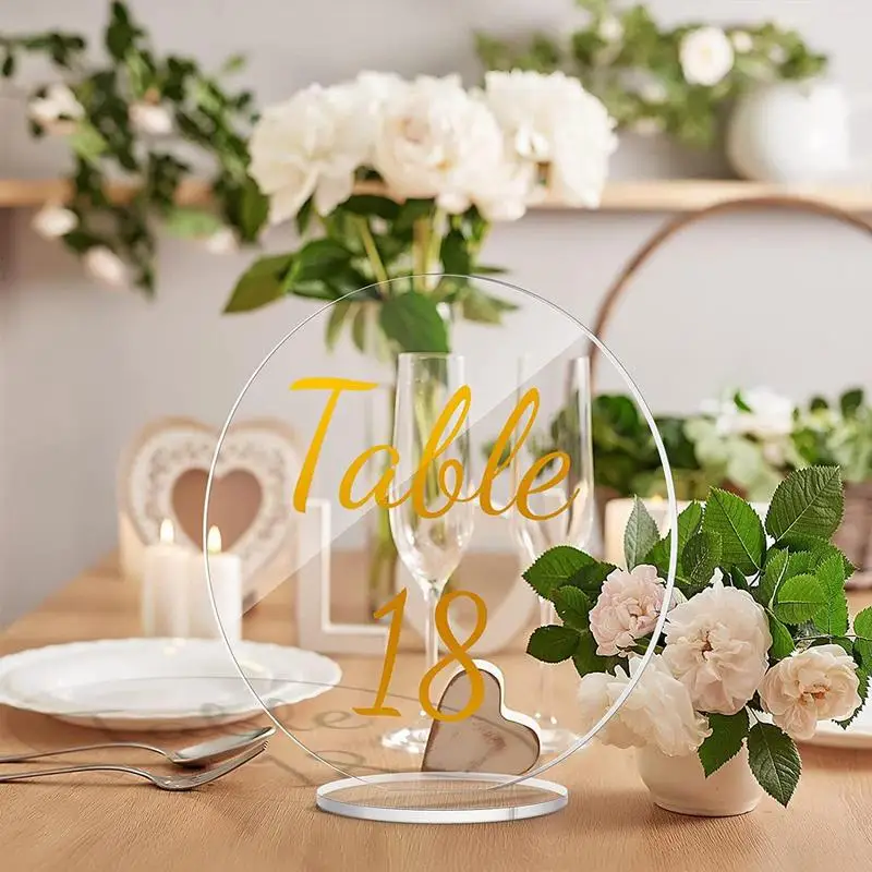 Clear Acrylic Table Sign Portable Transparent Acrylic Sheet Centerpieces Decor 5 Pieces Multifunctional Wedding Signs With Base