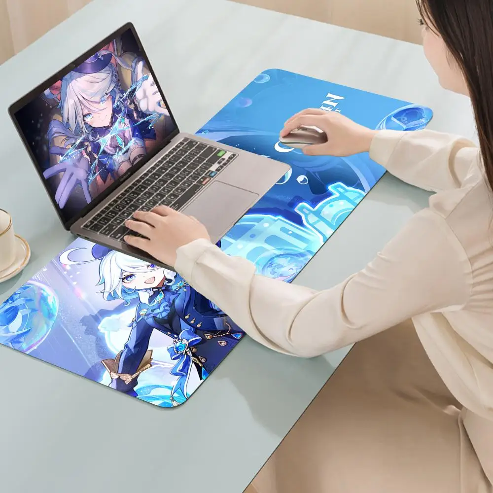 Genshin Impact Furina Anime Pads Keyboard XXL Office Game Mouse Pad Large Gaming Luxury Table Laptop Wireless Computer Big