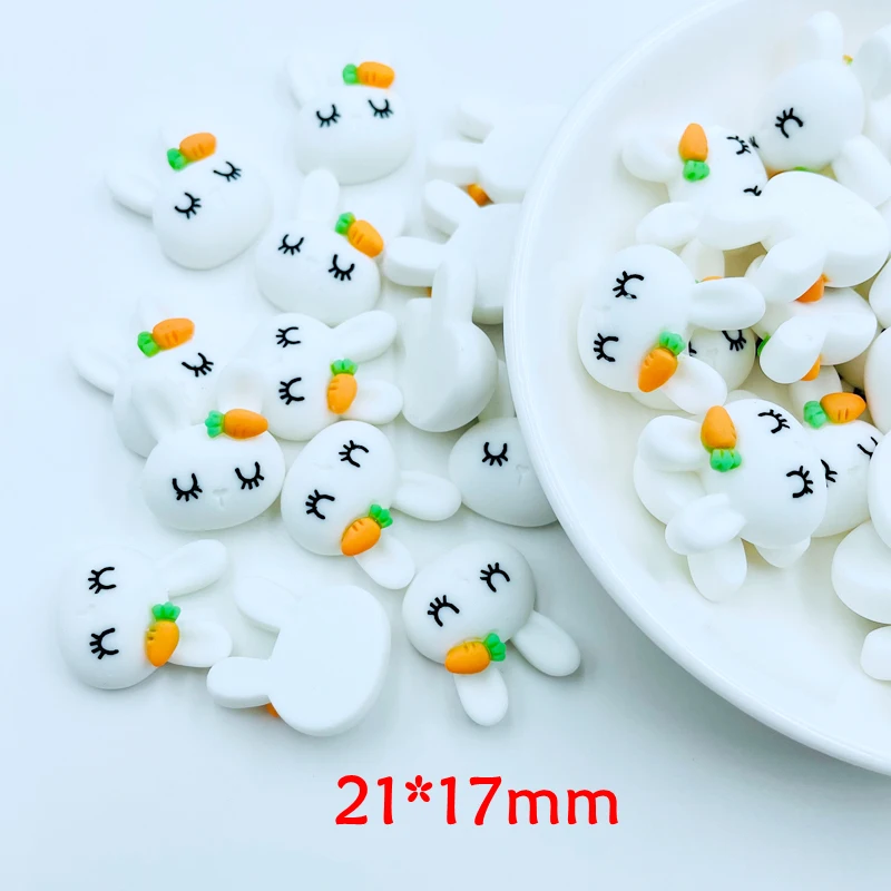 10 Pcs New Cute Resin Mini Cartoon Animal Rabbit Flat Back Cabochon Scrapbook Kawaii DIY Embellishments Decorate Accessories D30