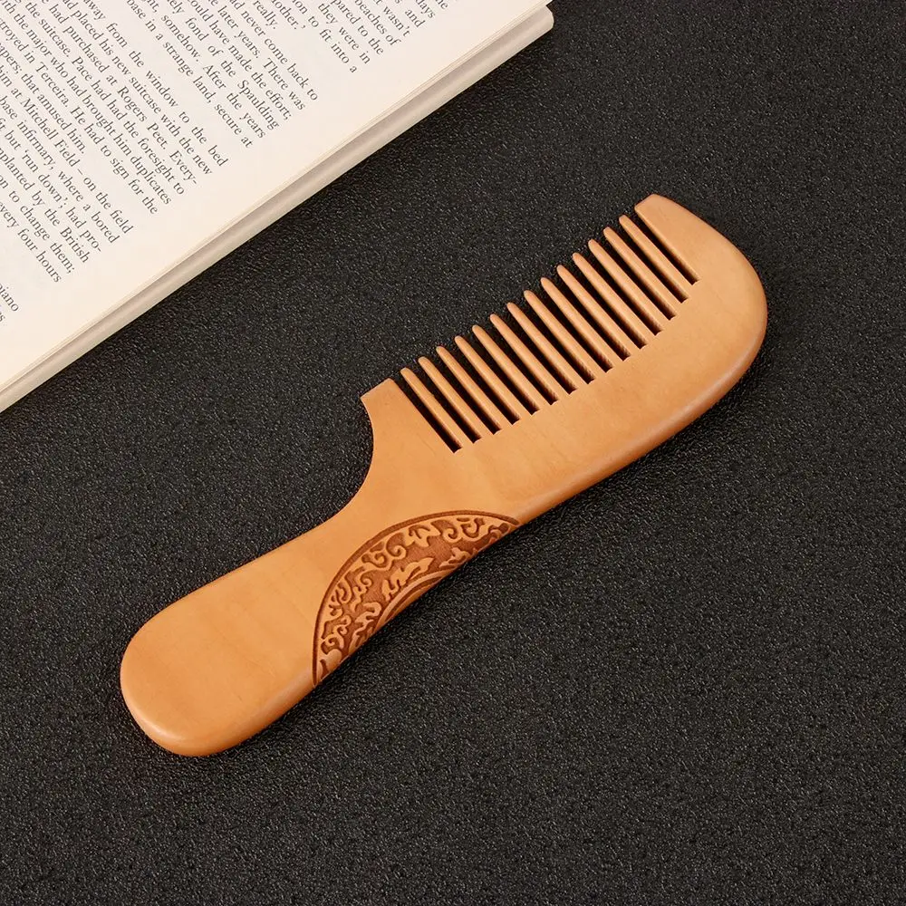 1PC High Quality Head Massage Fine Tooth Hair Styling Tool Peach Wooden Hair Comb Beard Comb Beauty Accessories