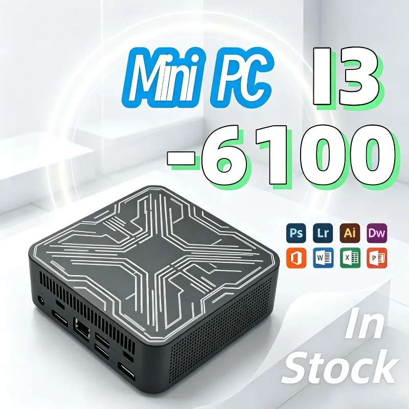 Gamer Mini PC Portable Intel Core i3-6100 16GB RAM 1TB/2TB SSD 1000M Ethernet Gaming Desktop PC Mini Computer