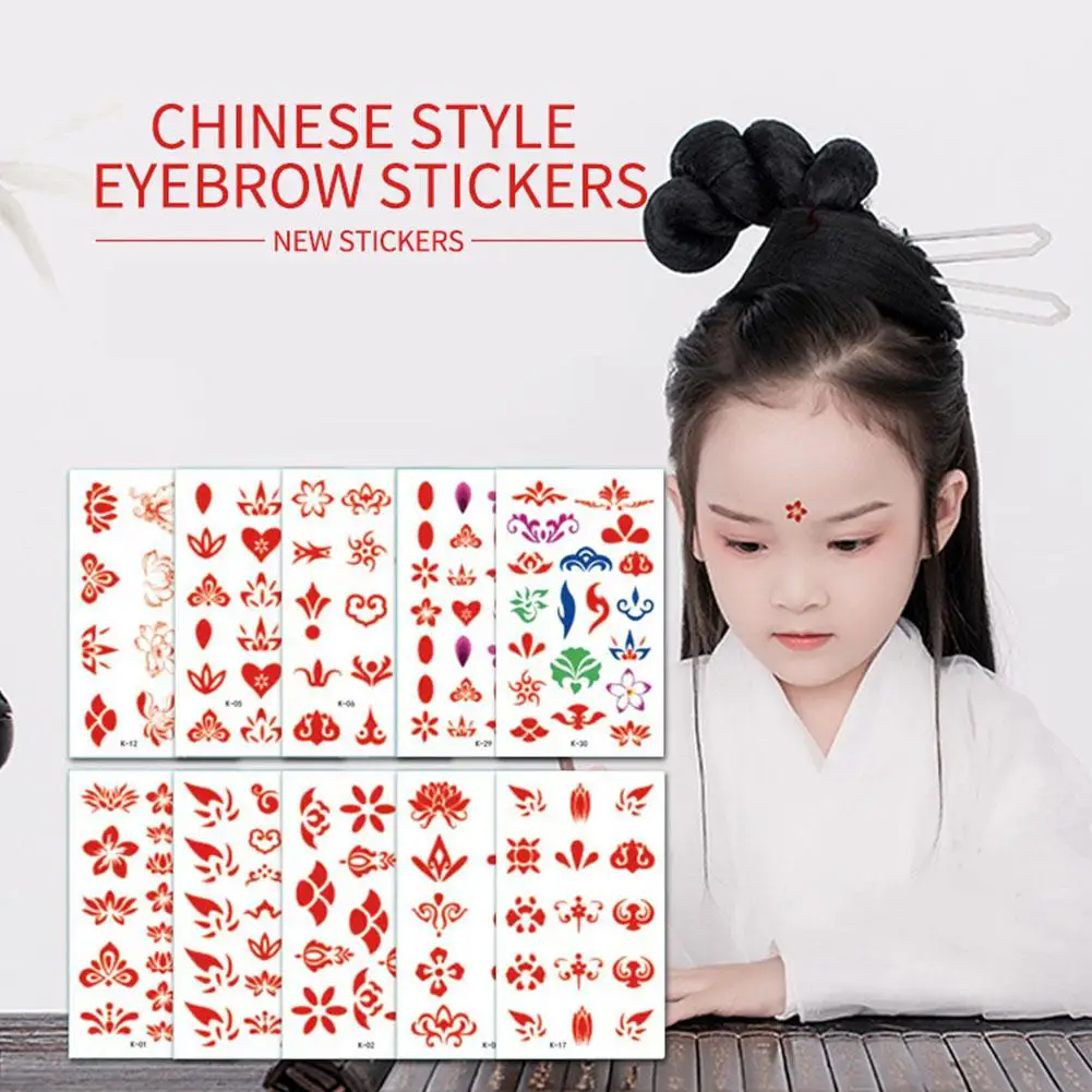 Wearing Hanfu Flower Center Of The Eyebrow Eti Ancient Performance Costume Ancient Tattood Girl Prints Style A6P4