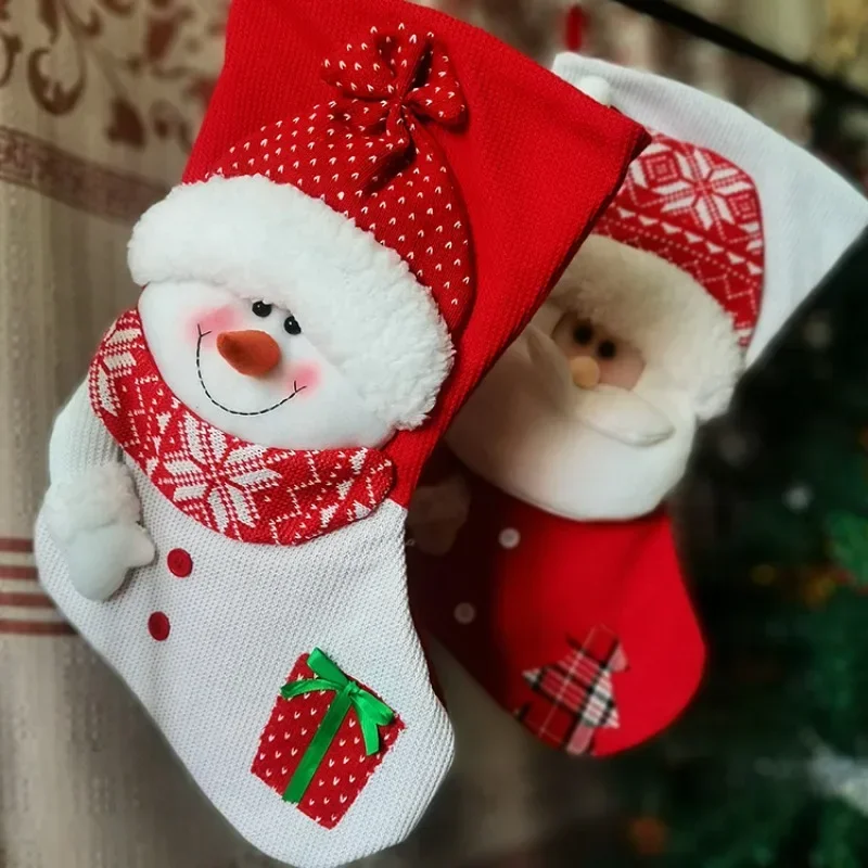 New Hot Sale Christmas Decorations Hanging Christmas Socks Large Capacity Candy Socks Children's Gifts