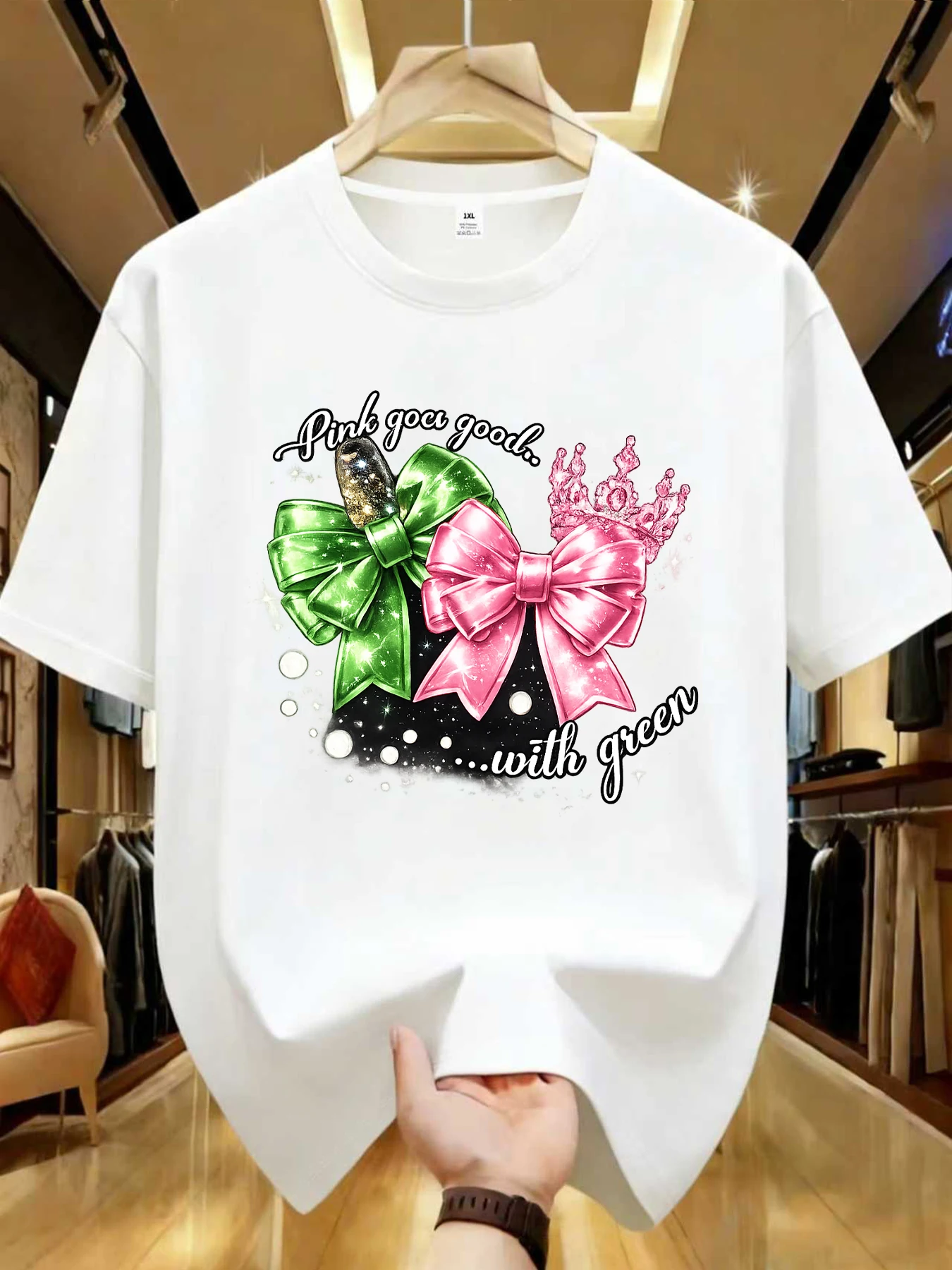 

【WDS01509】Женская футболка больших размеров с круглым вырезом, повседневная, с коротким рукавом, эластичная, с модным принтом