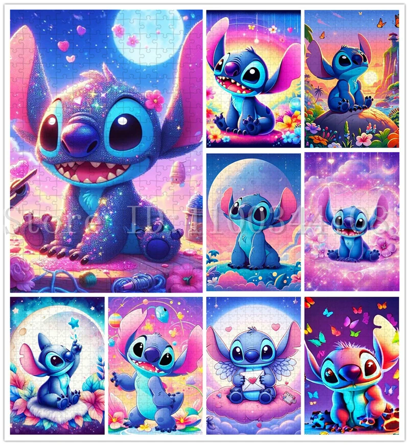 

Disney Stitch Jigsaw Puzzles for Children Intelligence Education Game Toys Cartoon DIY Puzzles Handmade Gift