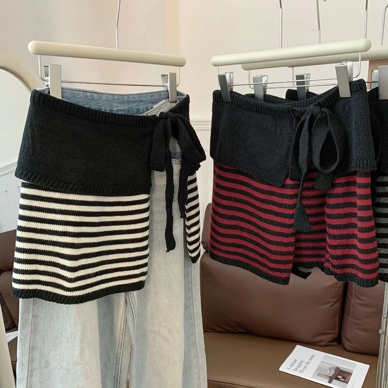 

Осенне-зимний полосатый лоскутный шарф для женщин. Универсальный и модный многослойный шарф в сочетании с занавесками для юбки.