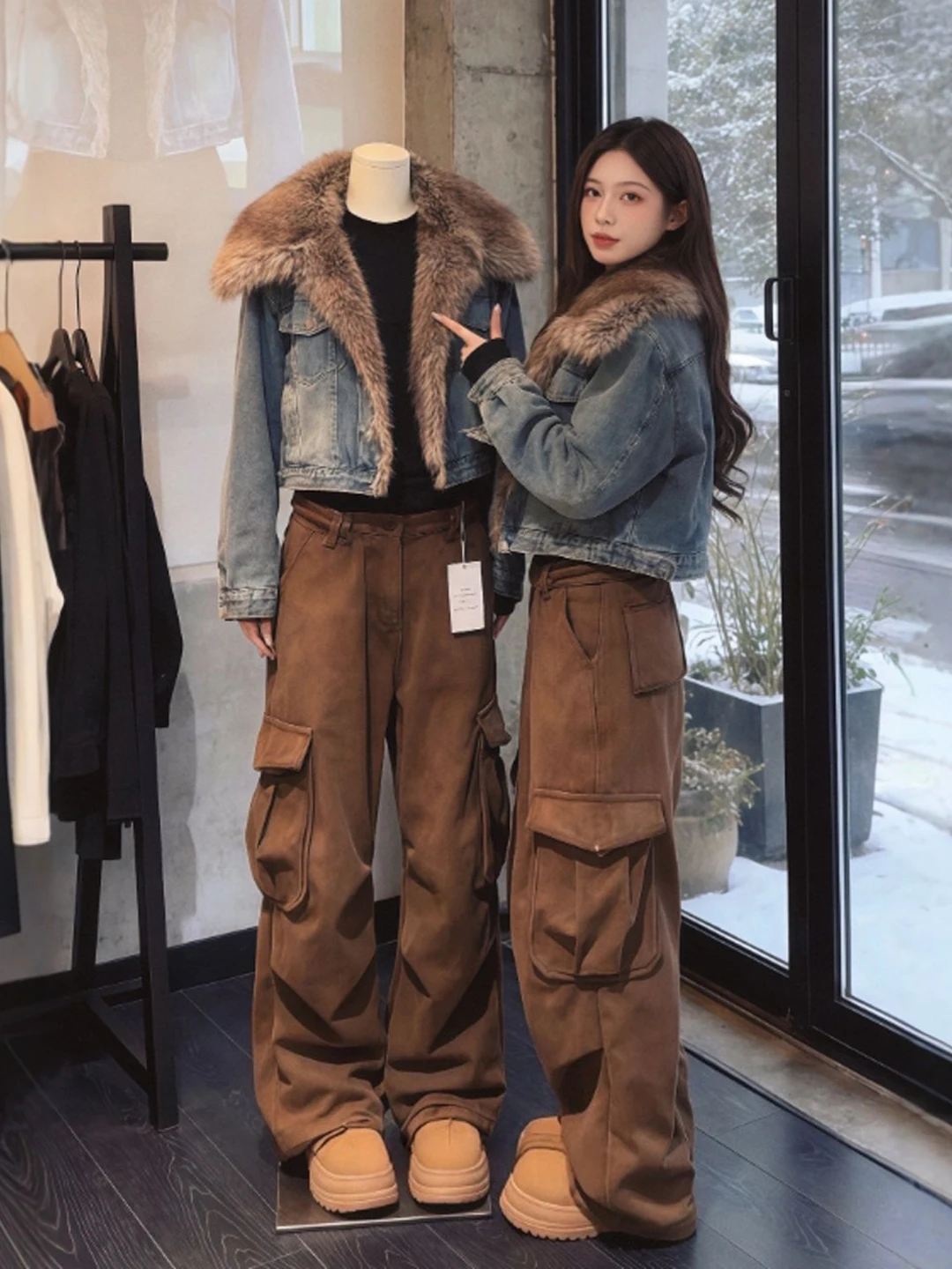 

Retro Chic ort Denim Jaet Women's Faionable Top Warmth Inner Gentle Sle Spring 2026 Travel Office Outdoor Casual