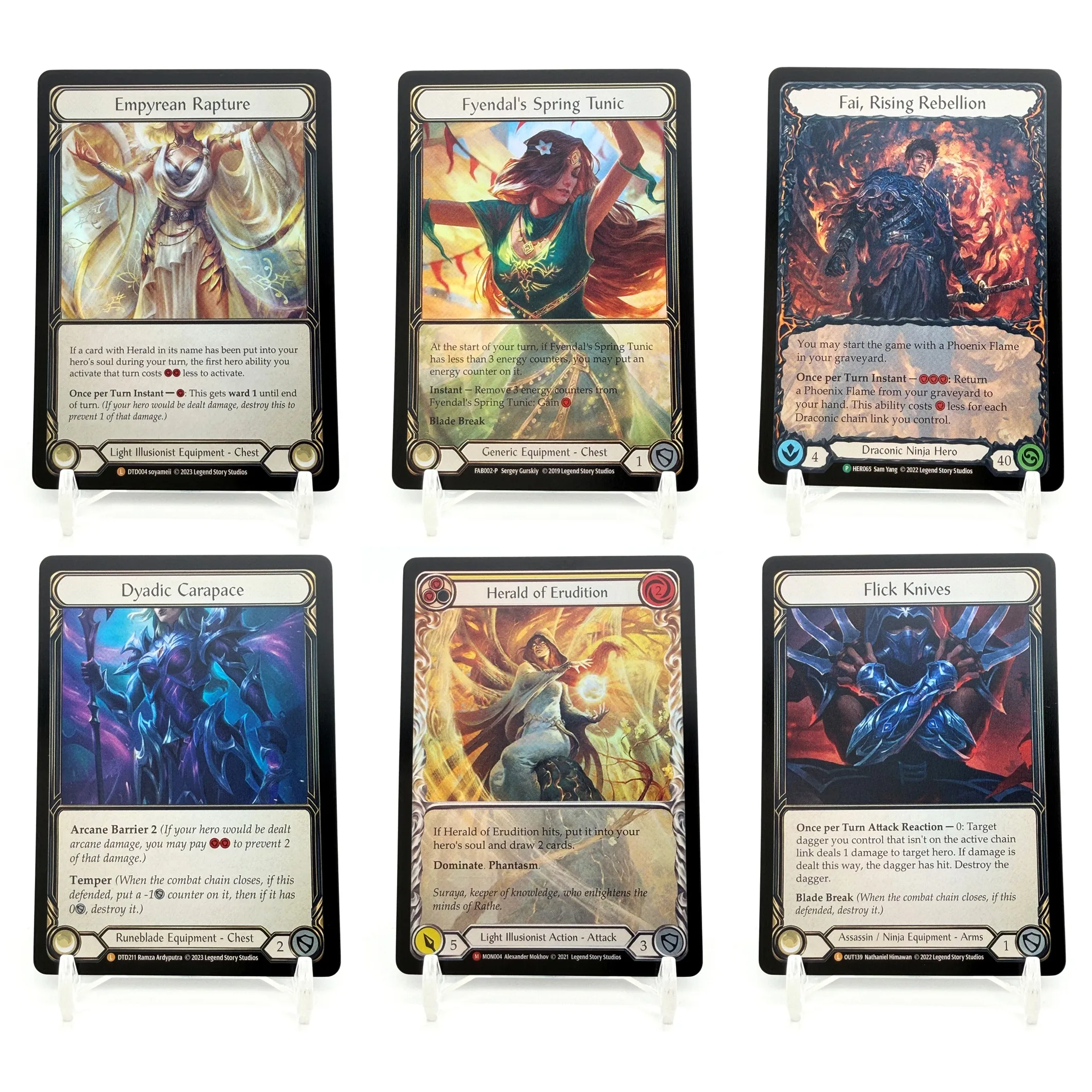 Tarjeta de Foil Flesh and Blood Empyrean Rapture Fyendal Spring Tunic Fai Dyadic Carapace Herald Flick Knives Colección DIY TCG