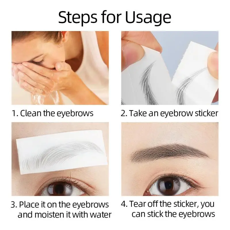 Eyebrow Tattoo Sticker Hair-like Natural Brows Look Makeup Waterproof Long Lasting Easy to Wear Adhesive False Eyebrows