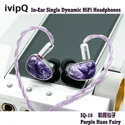 ivipQ IQ-15 Purple Haze Fairy In-Ear Earphone Purple-Gold Diaphragm Dynamic Driver IEM with 4.4mm 2Pin for Audiophiles Musicians