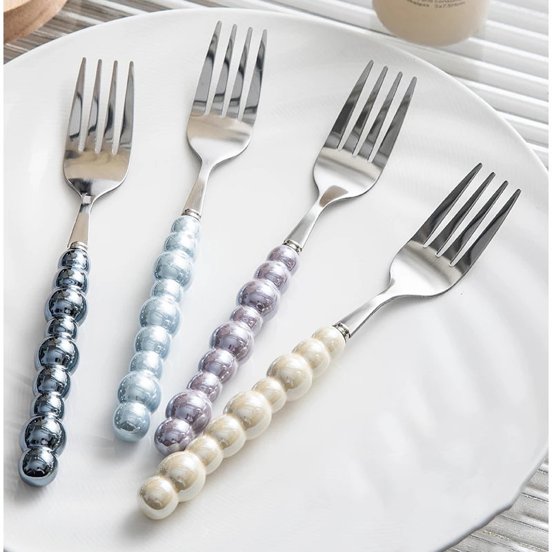 Pearl Cutlery Set Western Stainless Steel Tableware Wedding Dinnerware Knife Fork Spoon Flatware Gift