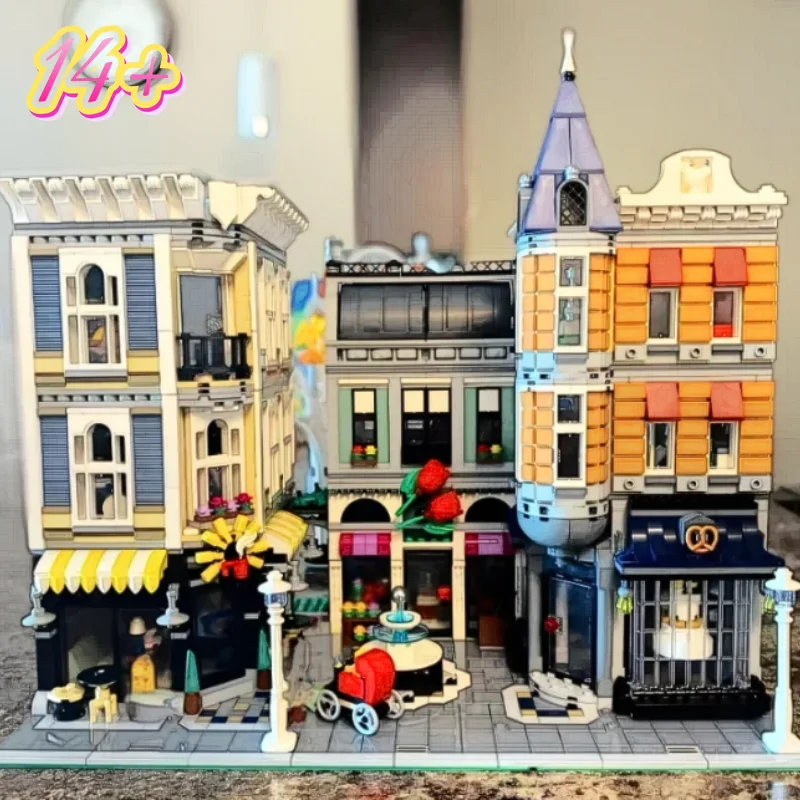 4002-teiliges Bestseller Straßenansicht-Serie Baustein-Set Urbaner Block Plaza DIY Montagemodell Kreative Desktop-Dekoration