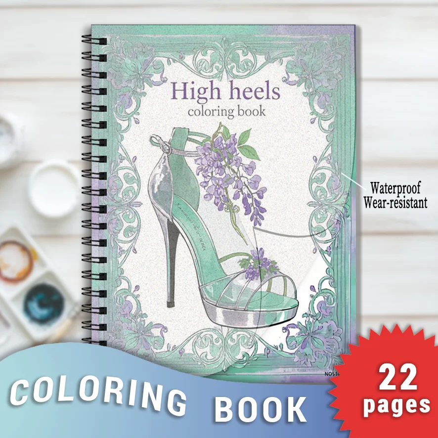 High Heels and Flowers Adult Coloring Book - 8.3x11.2 inches Stress relief coloring book 22 pages of art therapy illustrations t