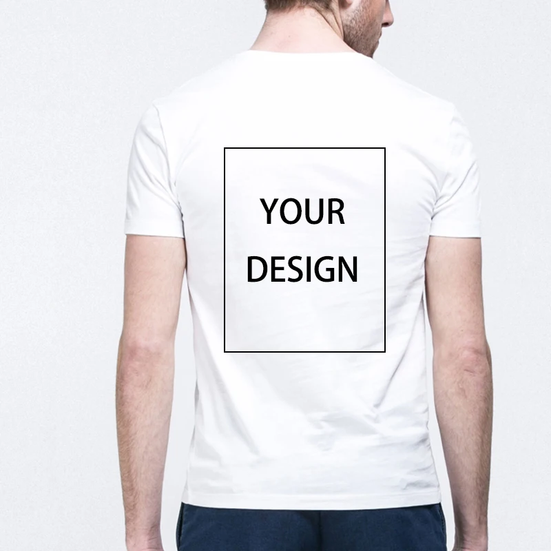 Customized White T-shirts For Men Front Back Print Your Own Logo Personalized Gifts Men T-shirt Round Neck Short Sleeve Male Top