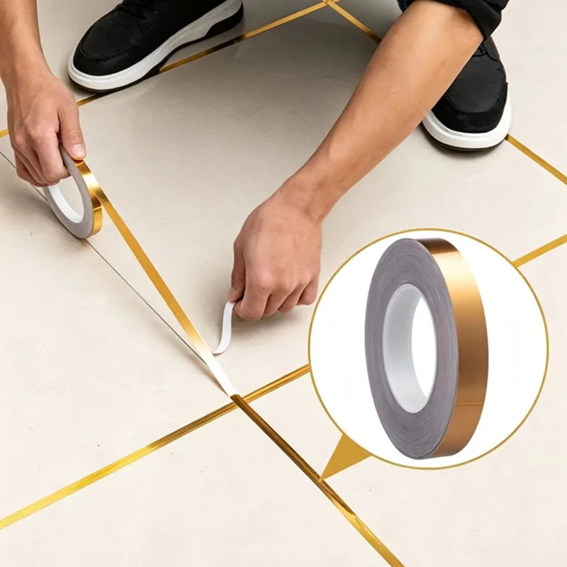 20M Ceramic Tile Mildewproof Gap Tape Decor Gold Silver Black Self Adhesive Wall Tile Floor Tape Sticker Home Decorations