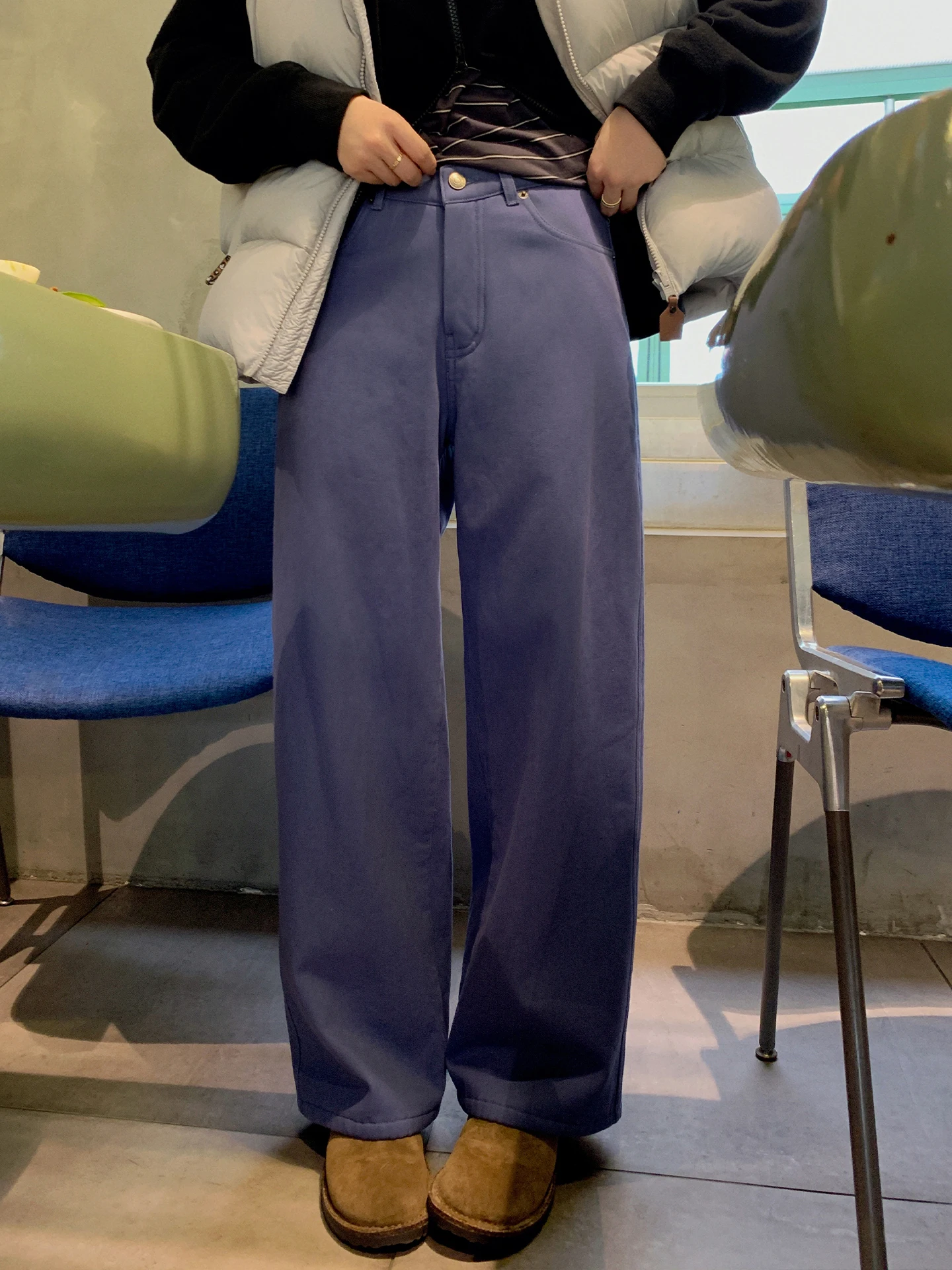 

Женские повседневные брюки Ribeelin Sisy Owner Self Kept с прямым кроем и флисовой подкладкой, осенне-зимние, теплые, для поездок на работу, длинные