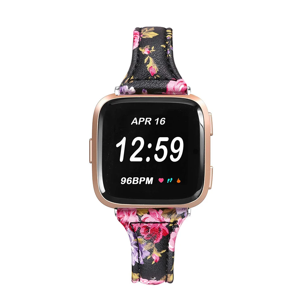 Slim Leather Strap for the Fitbit Versa 4, Fitbit Versa 3 Replacement Wristband Sense Lady Strap