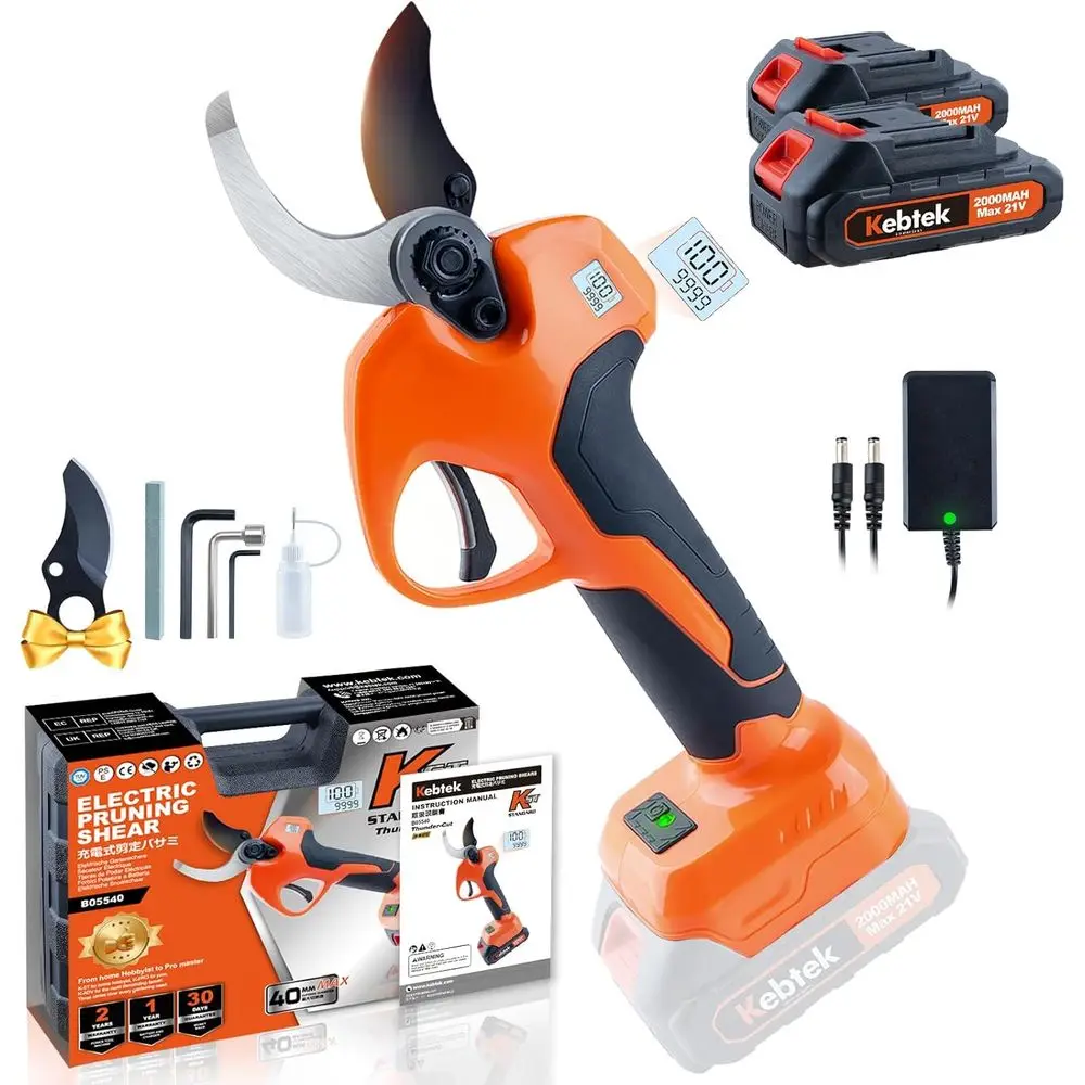 

Электрические секаторы 40 мм с аккумуляторами 4000 мАч, аккумуляторные секаторы Беспроводные электрические ножницы 1,6 дюйма Секаторы для профессии