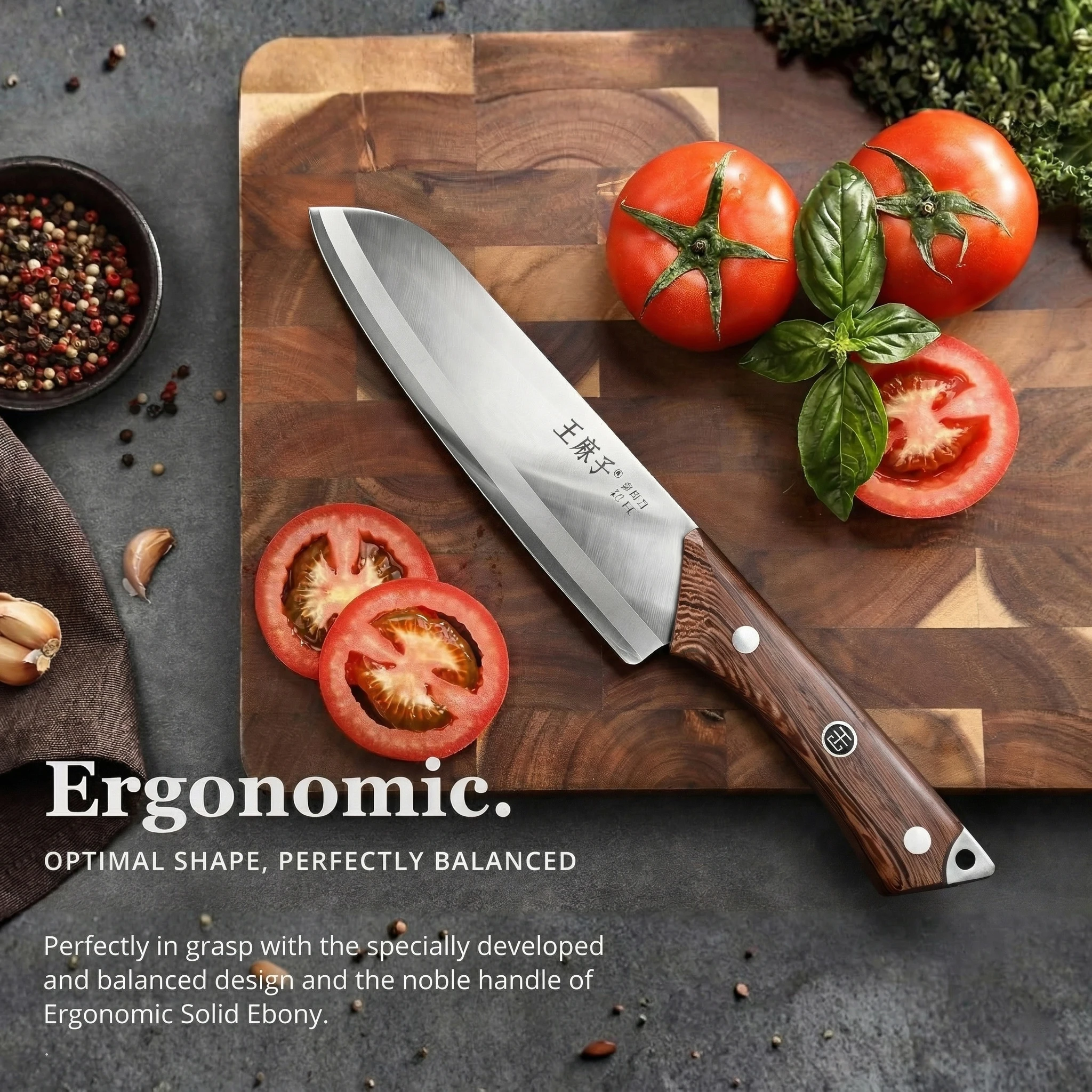 

New Wangmazi Premium 7-Inch Chef's Knife - High-end Kitchen Knife with Solid Ebony Handle, High-Carbon Stainless Steel for Chefs