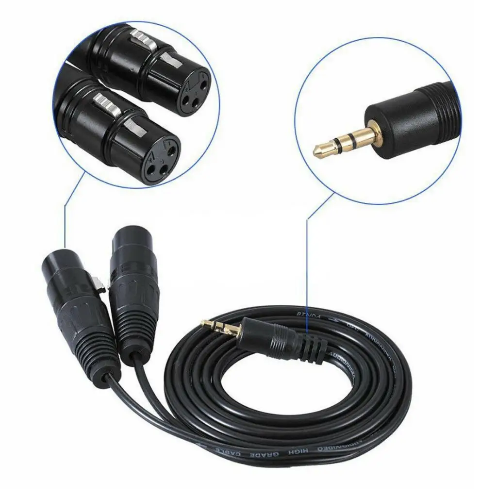 3.5mm TRS Stereo Male to Dual XLR Female Cable Balanced Audio Connection Line Xlr Cable for Video Camera Mic