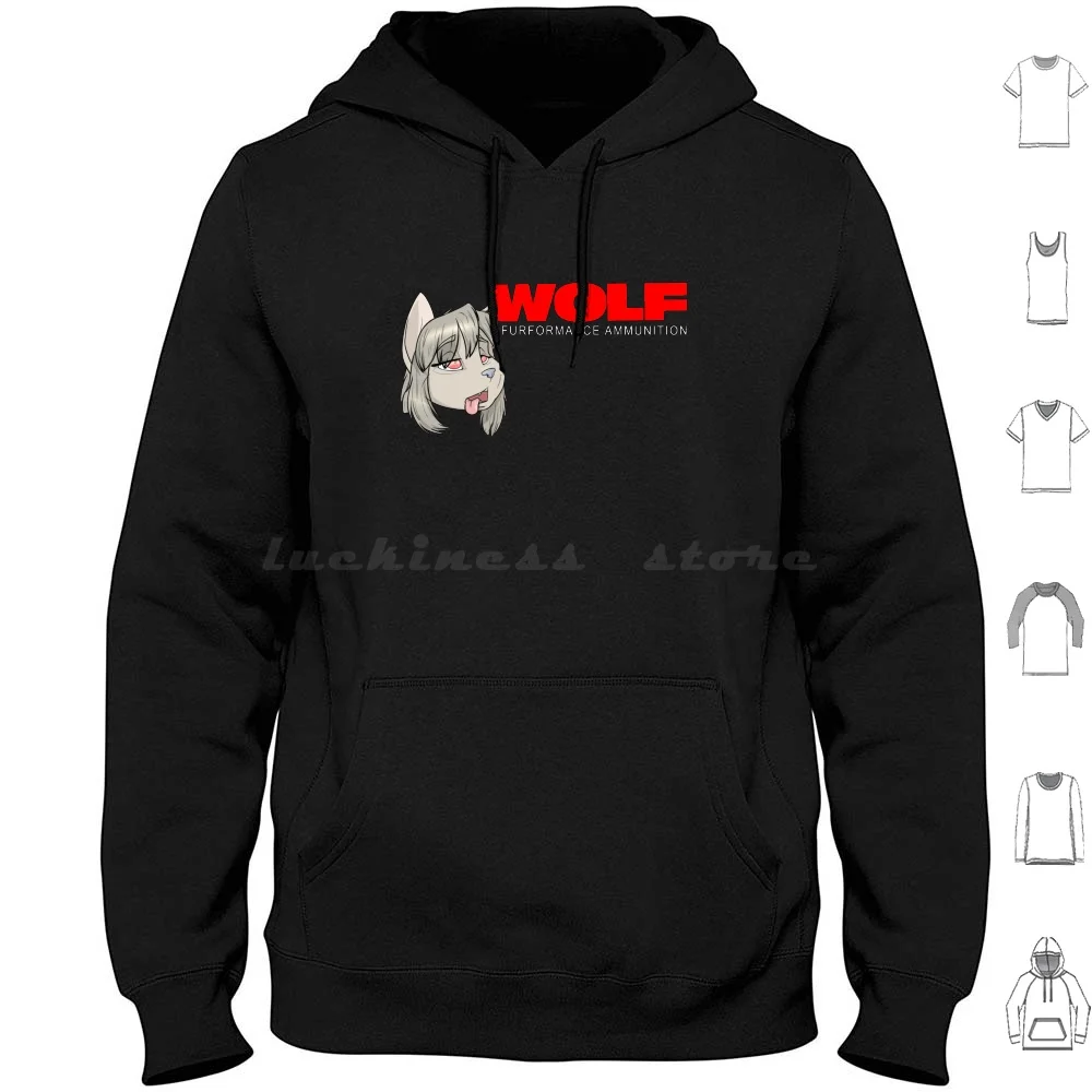 A Woooooooooooolf Hoodies Long Sleeve Wolf Guns Gun Culture Simple Red Black Grey Gray Color Colorful Wolves Howl Awoo