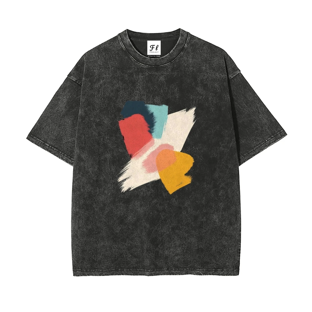 Uniek kleurrijk patroon Distressed T-shirt - Trendy grafische T-shirts, herentop Een perfecte manier om het gevoel van de mode te laten zien