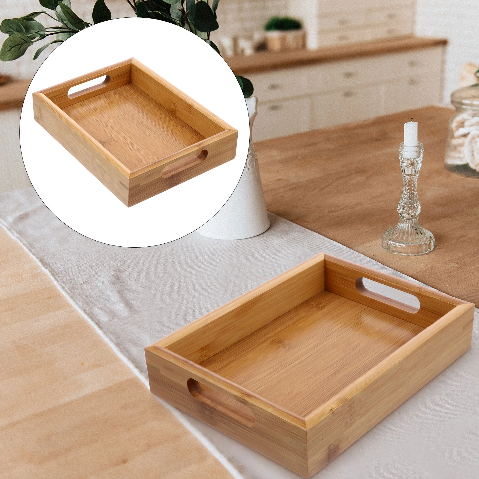 Tray Coffee Storage Food Serving Dessert Severing Bamboo Fruit Home Hotel Bread