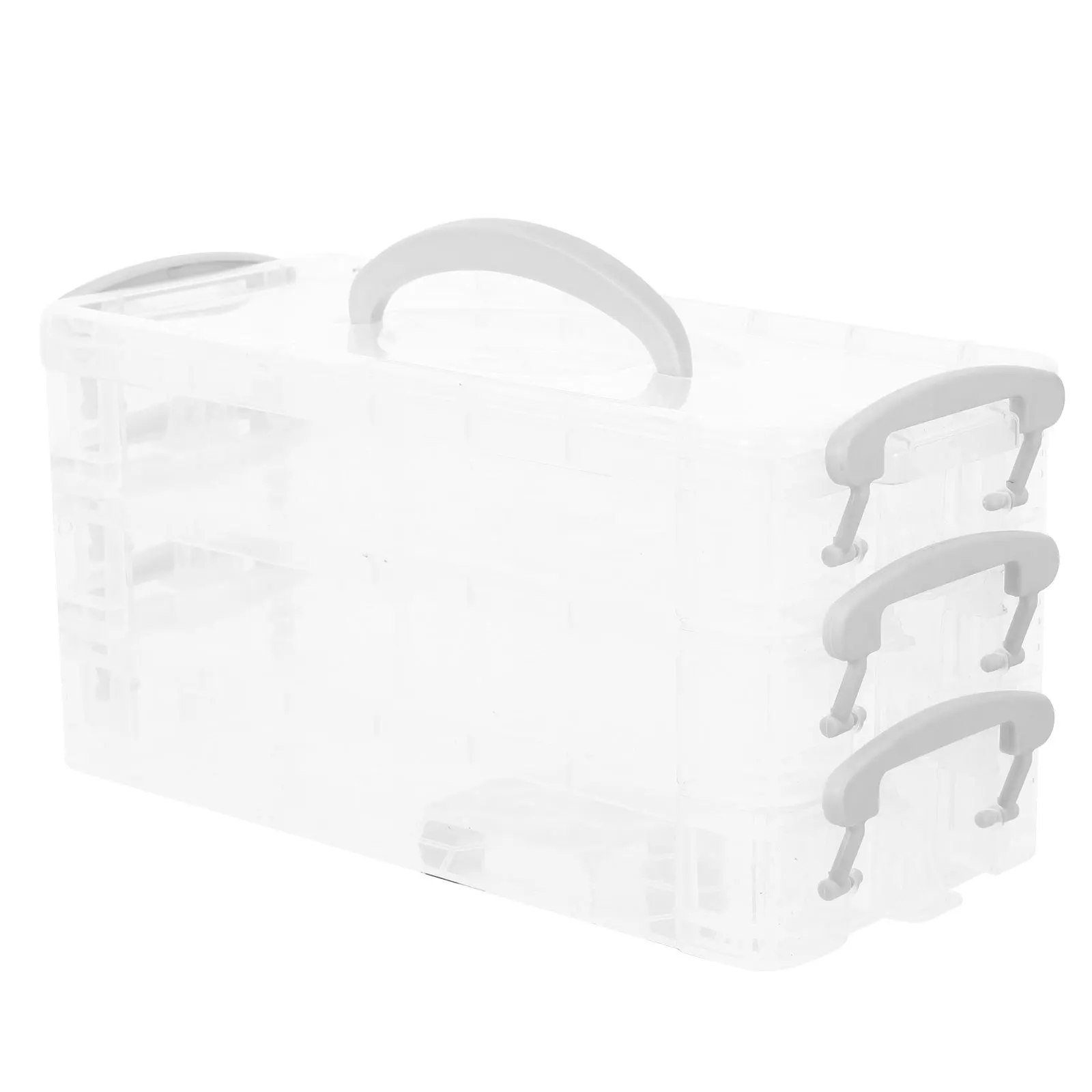 

1 set Three Layers Pencil Box Large Capacity Stackable Transparent Desk Organizer For Students School Accessories