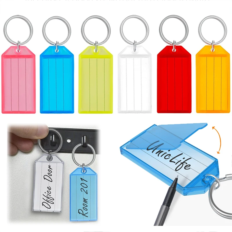 

5-100 шт. Брелоки-бирки для ключей и багажа с разъемным кольцом, цветные пластиковые, для самостоятельного изготовления, номерные именные идентификационные бирки TMZ