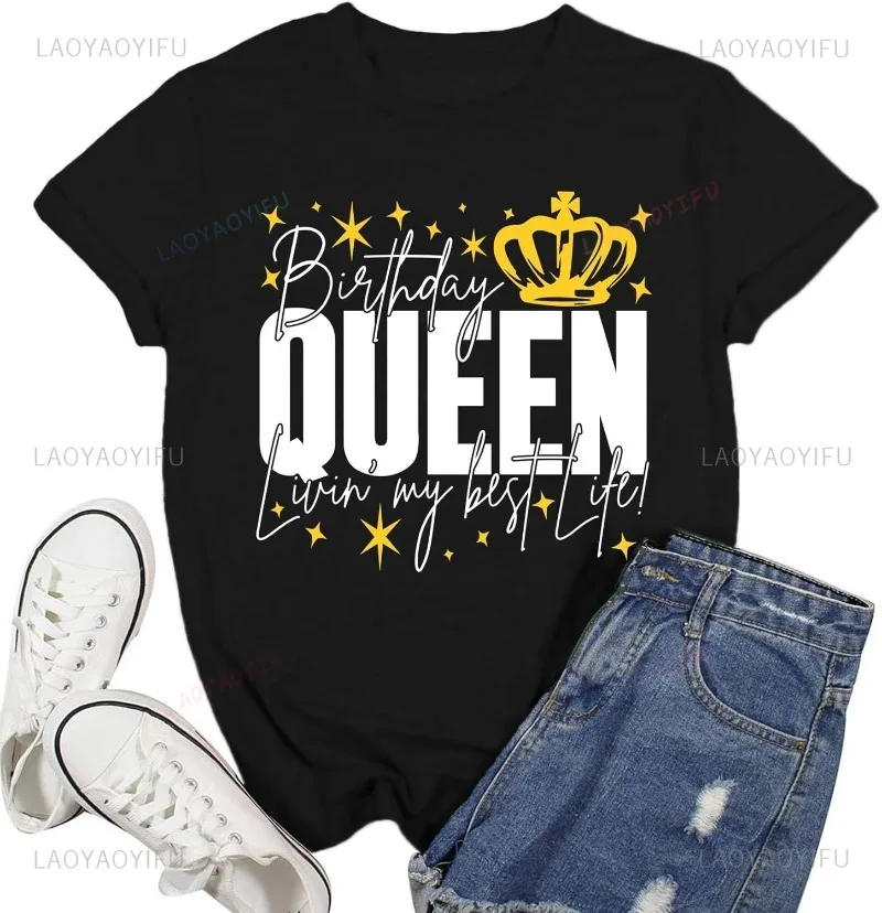 

Birthday Shirts Women Birthday Graphic Shirt My Best Life T-Shirt Happy Tees Casual Hipster Promo Clothes Women Clothing