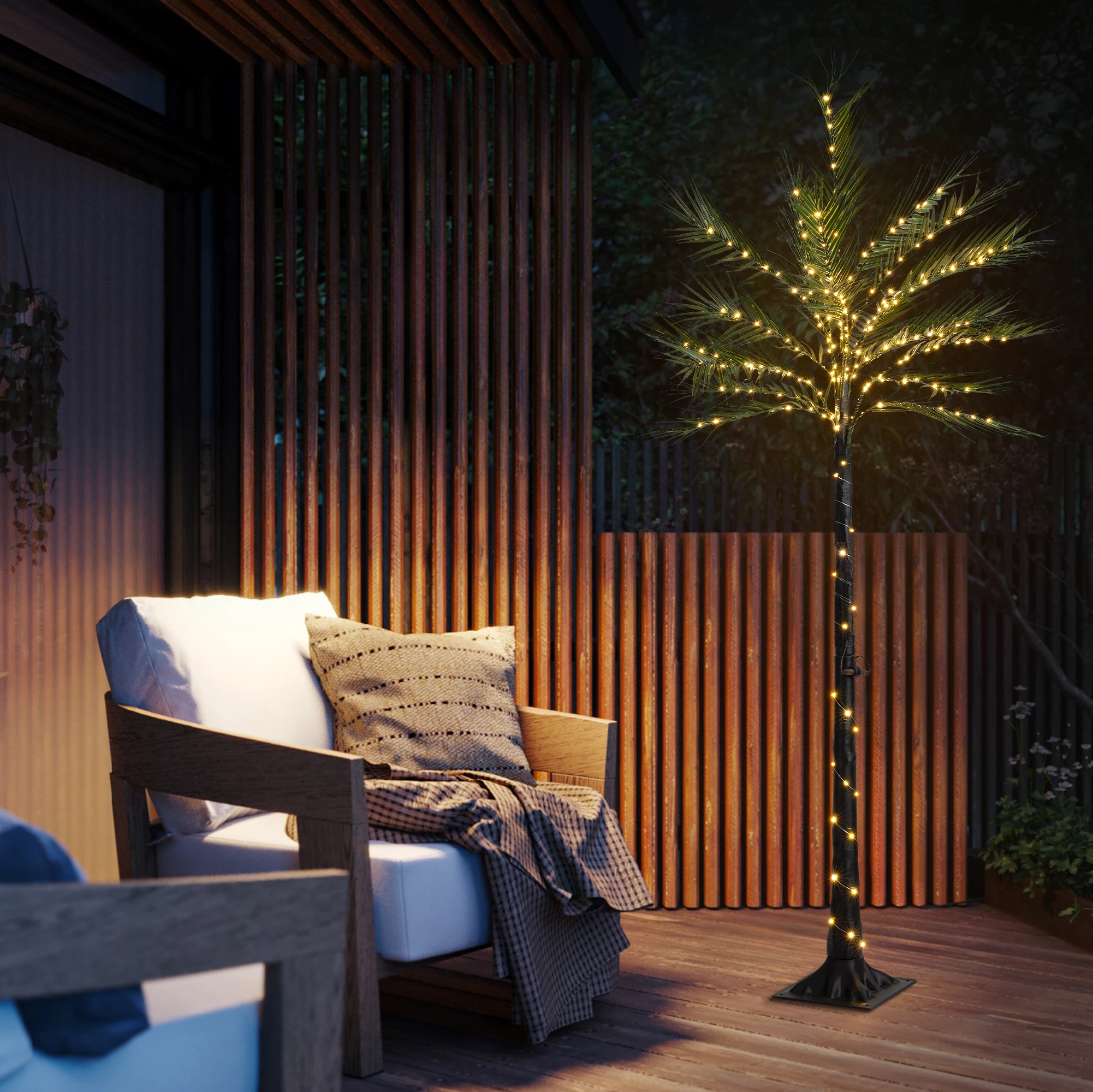 شجرة نخيل فينيكس صناعية بطول 6 أقدام مع أضواء - شجرة استوائية وهمية واقعية مع 15 ورقة قابلة للتعديل للديكور الخارجي/الداخلي #5