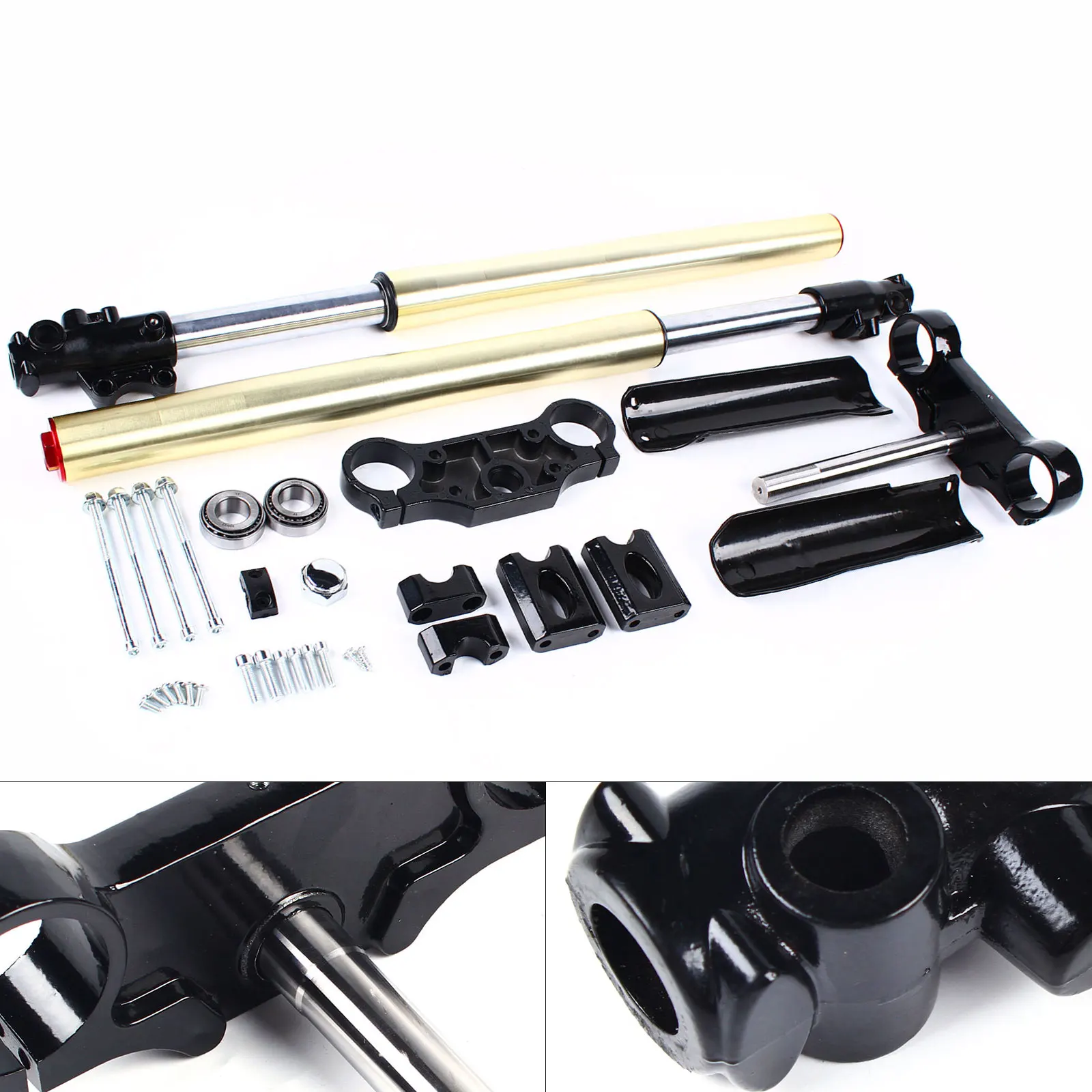 Black+Yellow Front Forks Shock Triple Tree Clamp Set 45mm/48mm Fits For Most 110cc 125cc Pit Dirt Bike