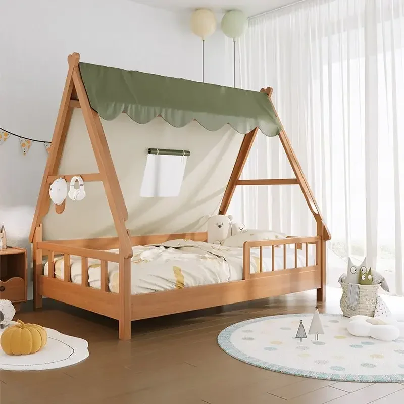 Full solid wood beech children's tree house bed girl princess wind tree house bed tent boy wooden