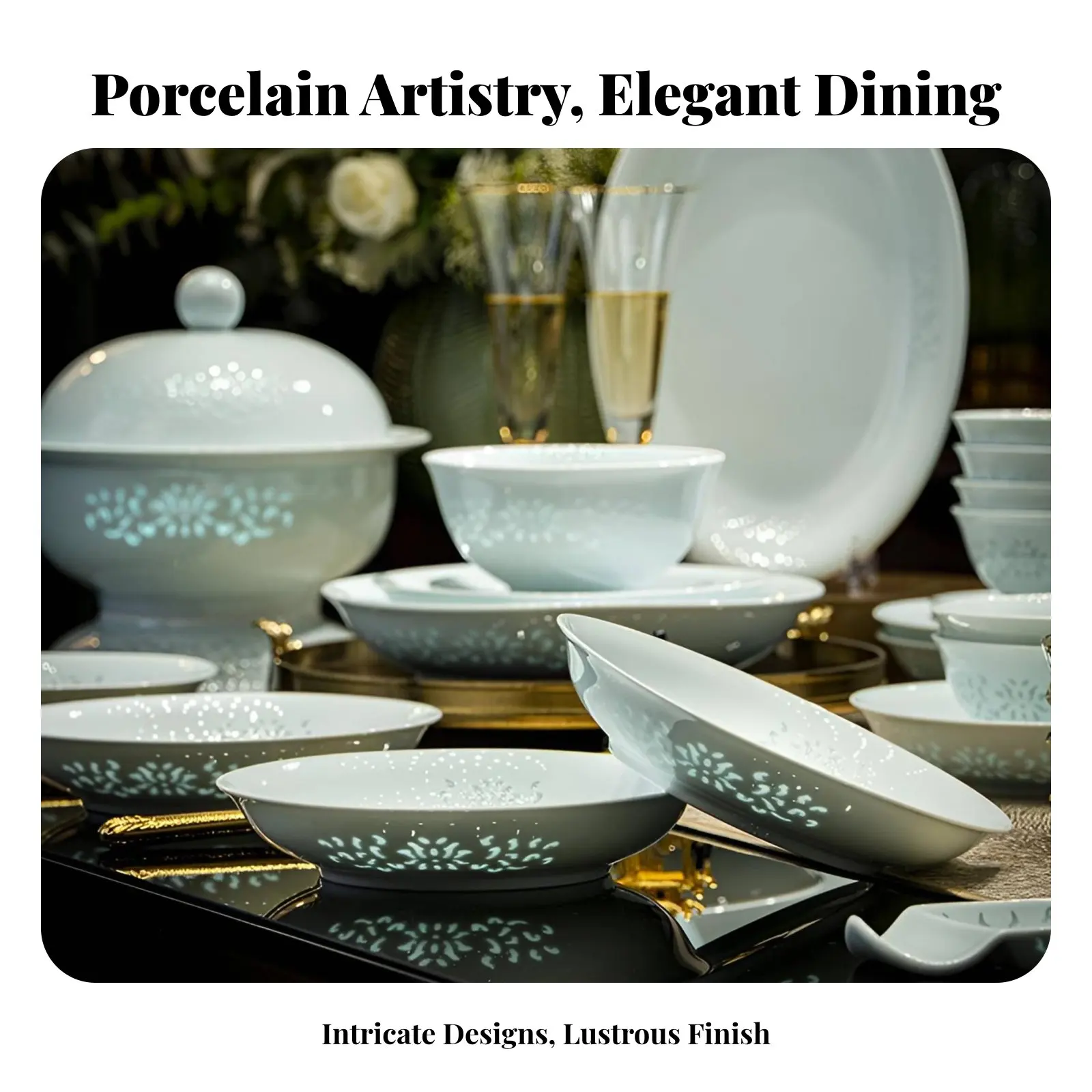 

Dinnerware Set, Qingceladon Linglong Porcelain, High-Temperature Underglaze, Tableware, Home & Gift, Easy Cleaning