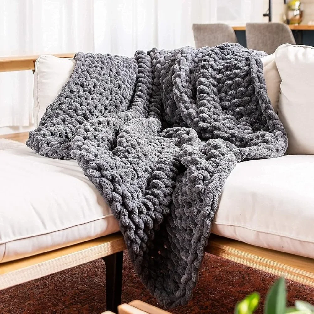 

Blankets, 50x60 Inch Cable Knitted Blanket for Couch or Bed, Cozy Soft Throw Blanket Home Textile, Large Chunky Knit Blanket