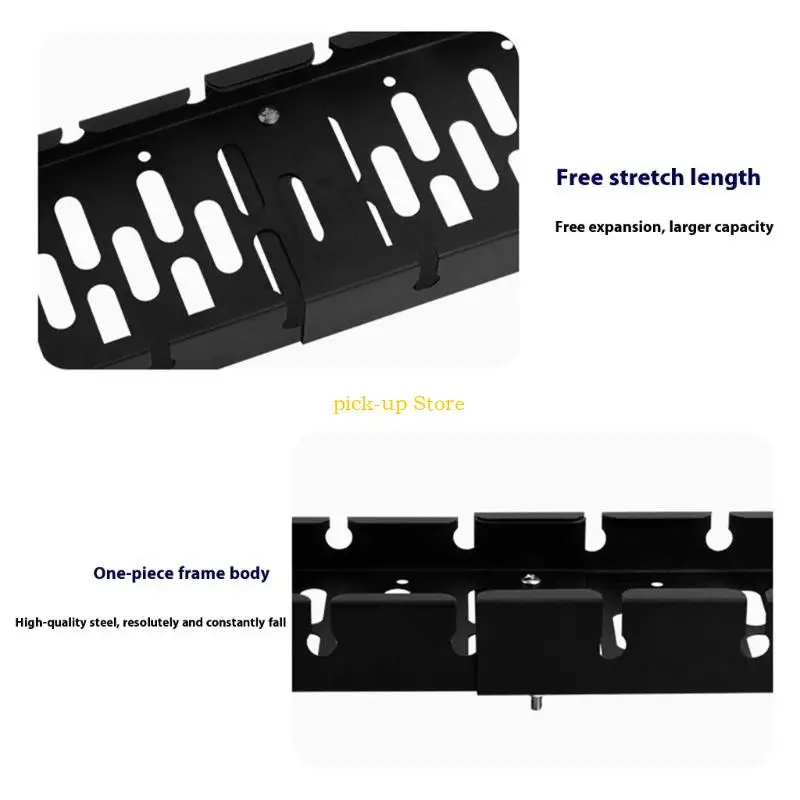 Q5WA توسيع نطاق تحت صينية تخزين كابل المكتب مع حبل المشبك يحمل شرائط الطاقة قابلة للتعديل 40 سم إلى 52 سم الطول